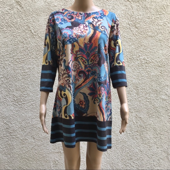 Mely NY super soft 3/4 sleeve boatneck swing dress - Picture 1 of 10